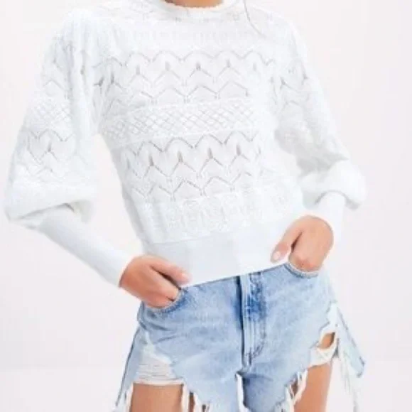 Zara Crochet Balloon Sleeve Sweater - Picture 2 of 7